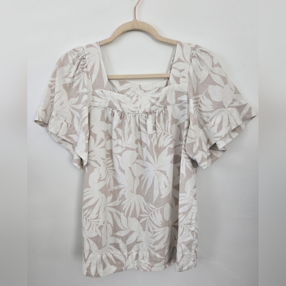 Ecothreads Linen Blend Futter Sleeve Top. Size Medium.